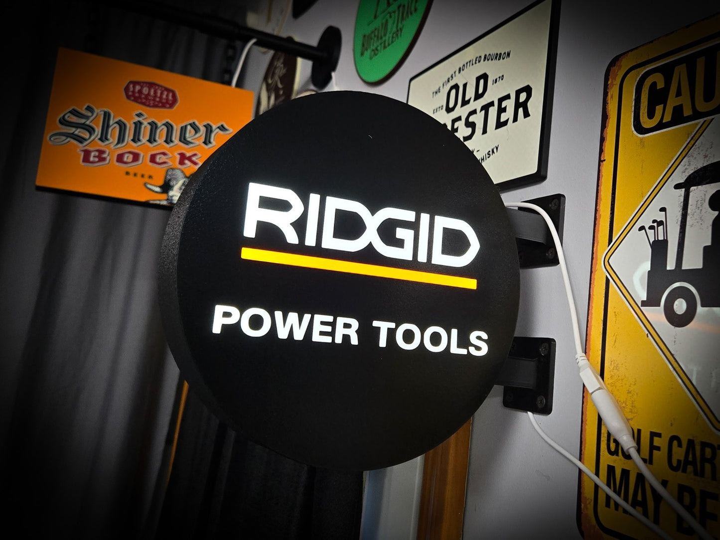 RIDGID Power Tools 12 Inch Light Box LED Sign 3D Printed Wall Decor Man Cave