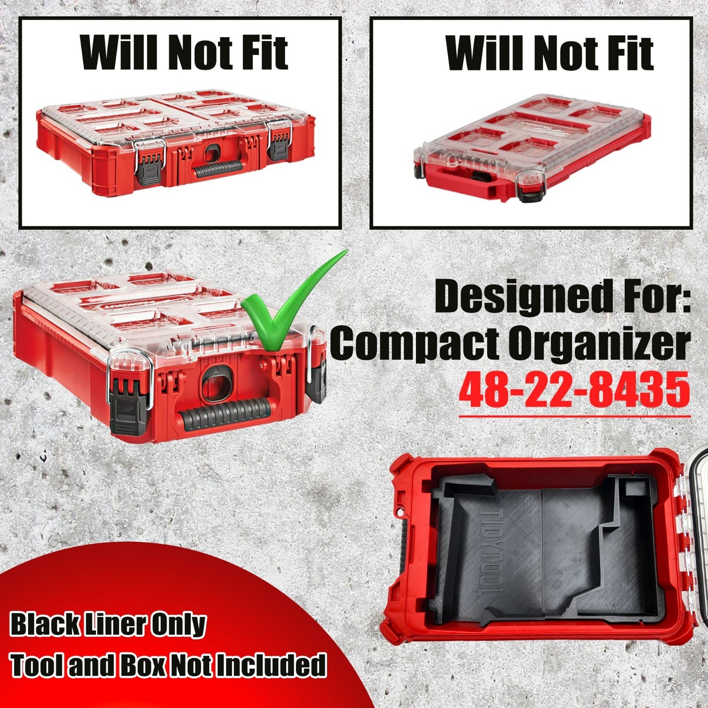 M12 Pin Nailer Organizer for Milwaukee Compact Packout insert