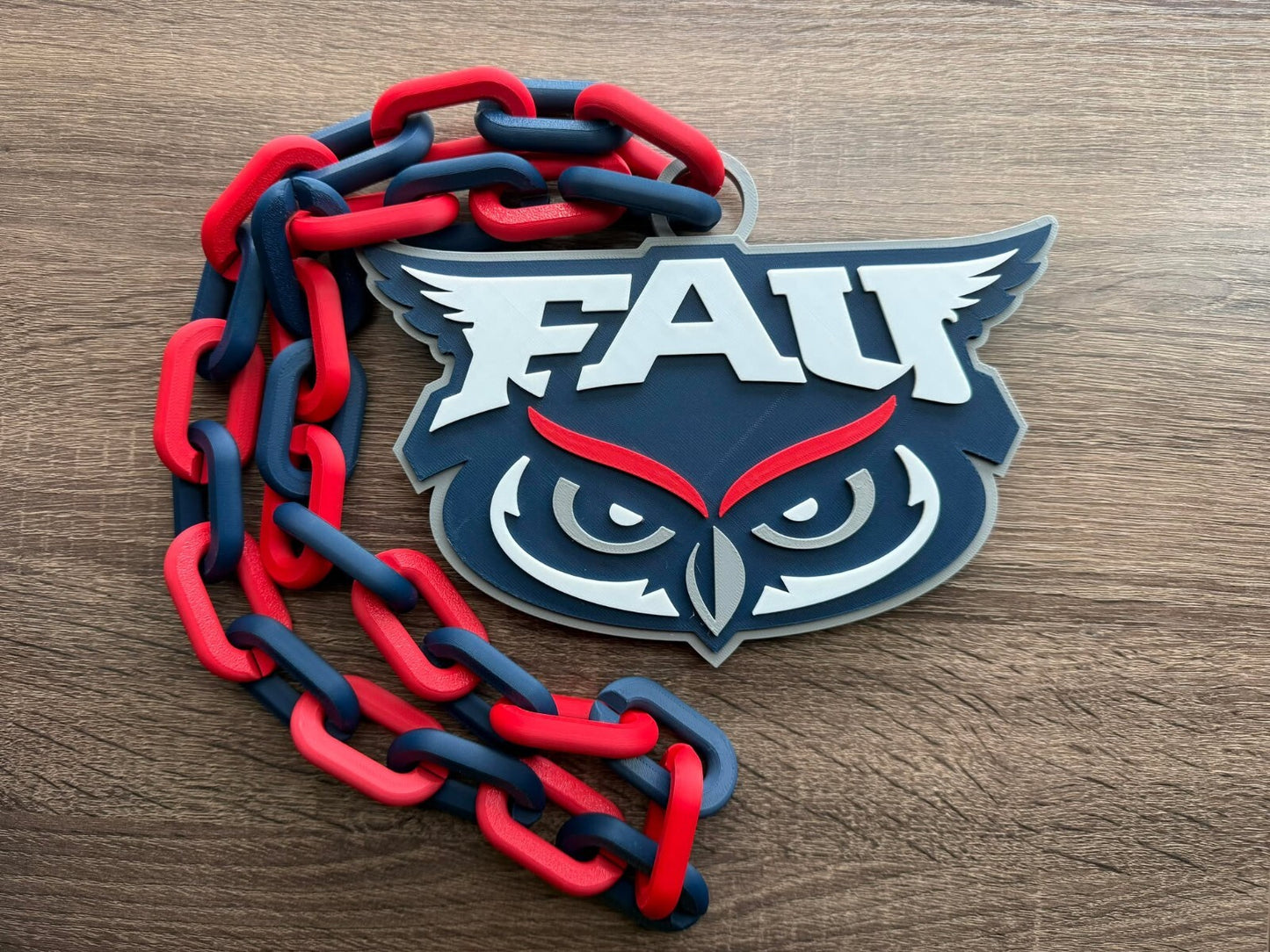 Florida Atlantic Owls Oversized Necklace, Hype Chain [Made To Order]