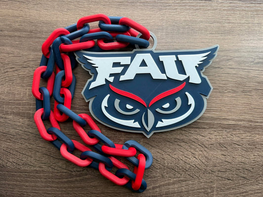 Florida Atlantic Owls Oversized Necklace, Hype Chain [Made To Order]