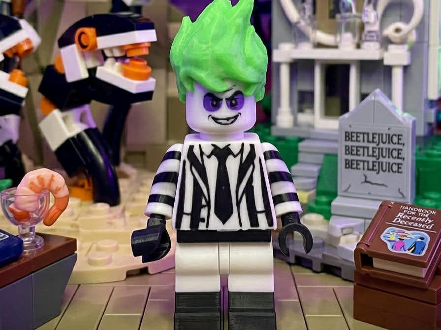 Beetlejuice Brick Figure 8 inches tall 3D Printed Lego Inspired