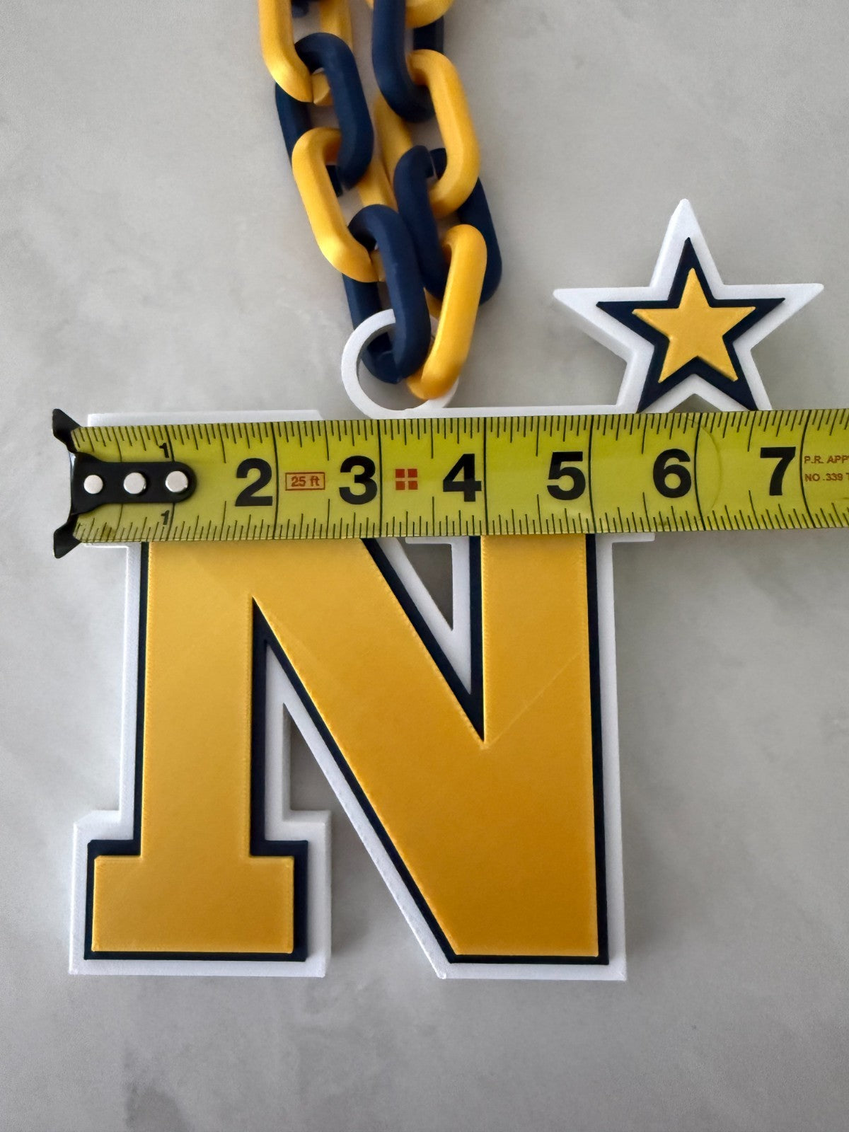 Navy Midshipmen Logo Necklace Oversized Turnover Chain HandMade 3D Printed