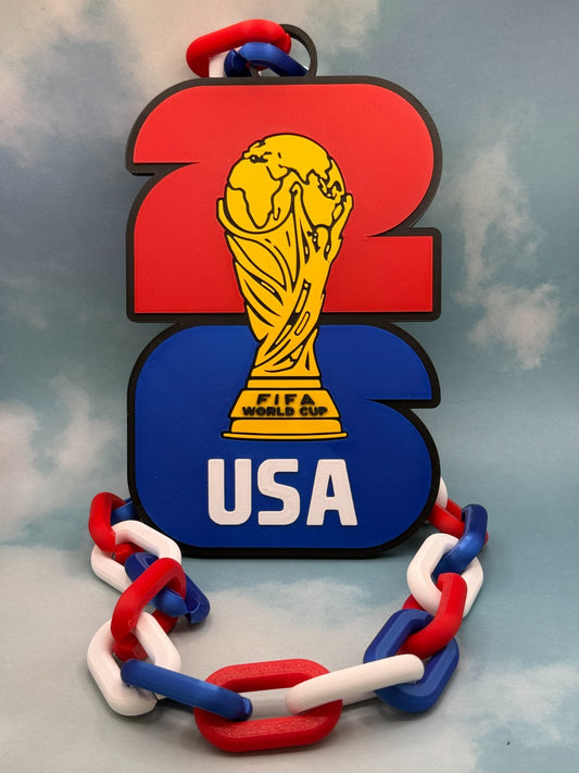 USA Soccer Fan Chain Necklace 3D Printed FIFA World Cup USMNT Big Logo Pendant