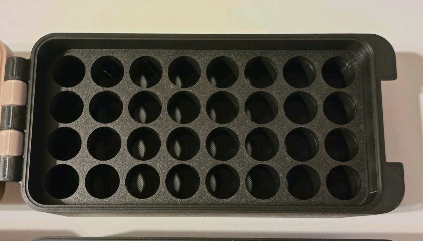 Battery Storage Box AA 9v AAA Boxloc Ammo style box snap 3d Printed Black Tan