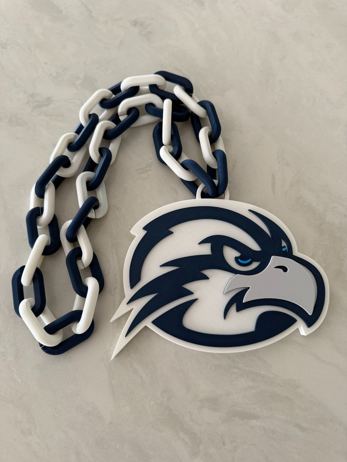 UNF Ospreys Oversized Necklace Hype Chain NCAA Fan Big Logo Blue Grey