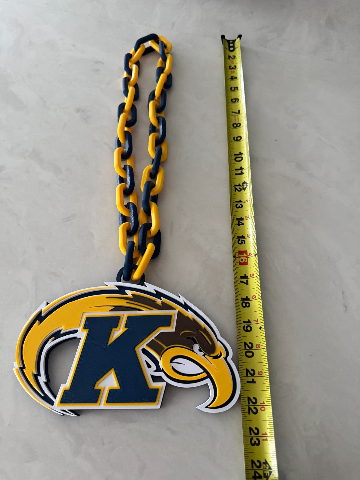Kent State Golden Flashes Hype Logo Oversized Necklace Chain HandMade 3D Printed