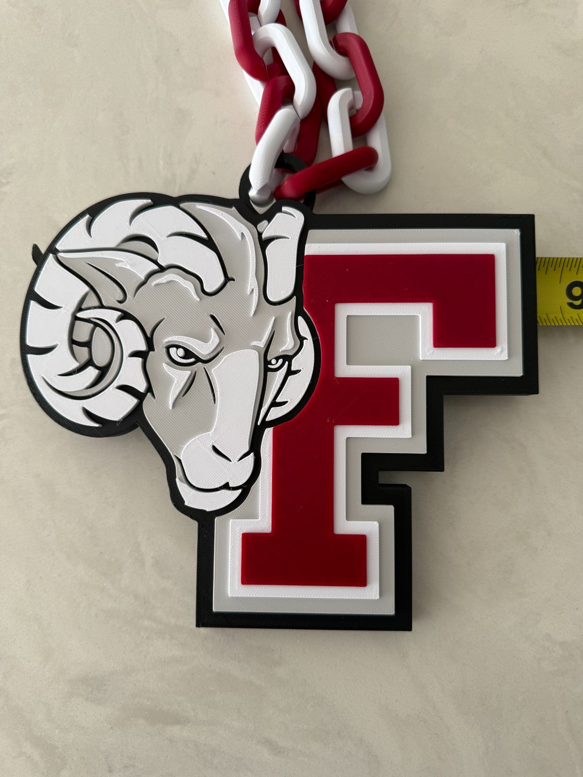 Fordham Rams Oversized Logo Necklace, Hype Turnover Chain HandMade 3D Printed
