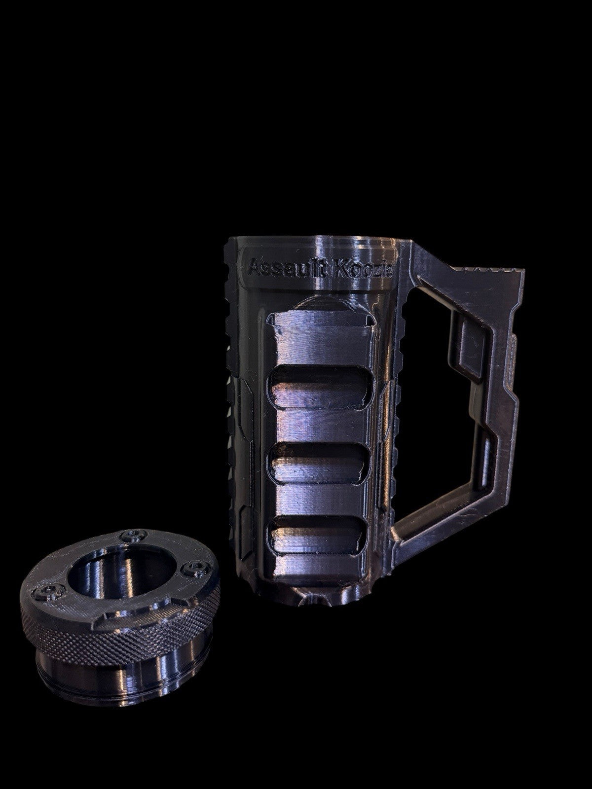 “Assault Koozie” with Knife Bottle Opener - Fits 12 oz Cans