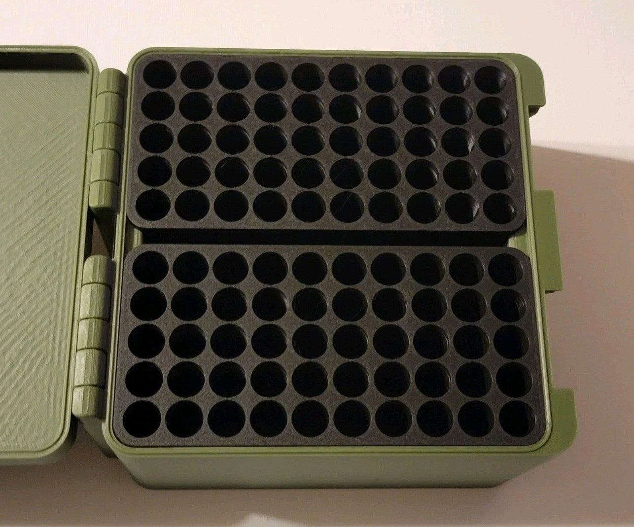 243 Ammo Box Snap Lock 100 rd 3D Printed Large Storage Olive Green Gold Pla