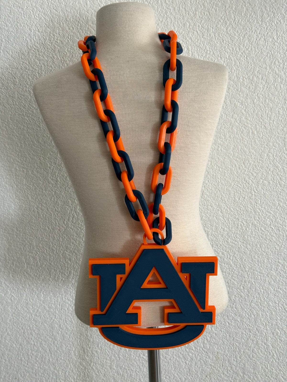 Auburn Tigers Logo Oversized Necklace Pendant Turnover Chain Handmade 3D Printed