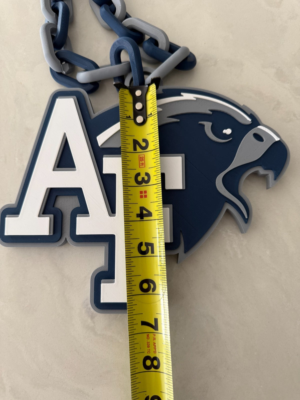 Air Force Falcons Logo Oversized Necklace  Turnover Chain HandMade 3D Printed