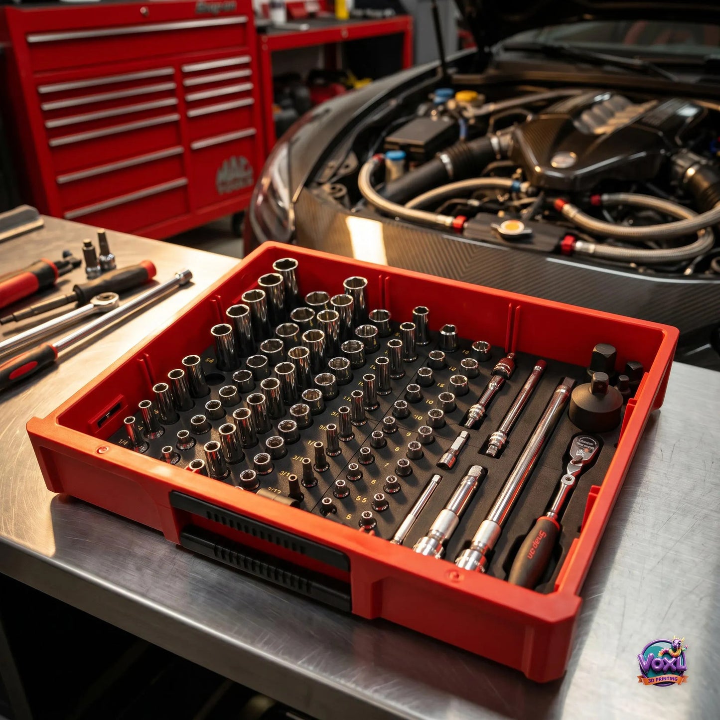 3D Printed Socket Organizer For Packout 3-Drawer, SAE Mechanic Tool Insert
