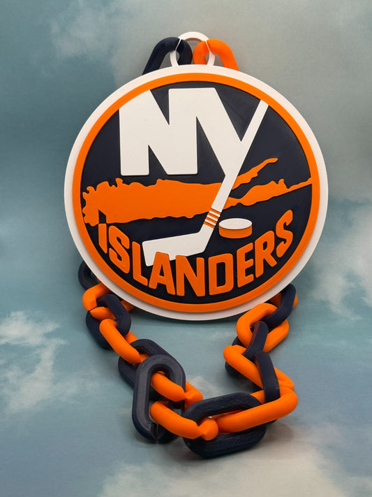 New York Islanders Oversized Necklace, Chain "Hit em  First"