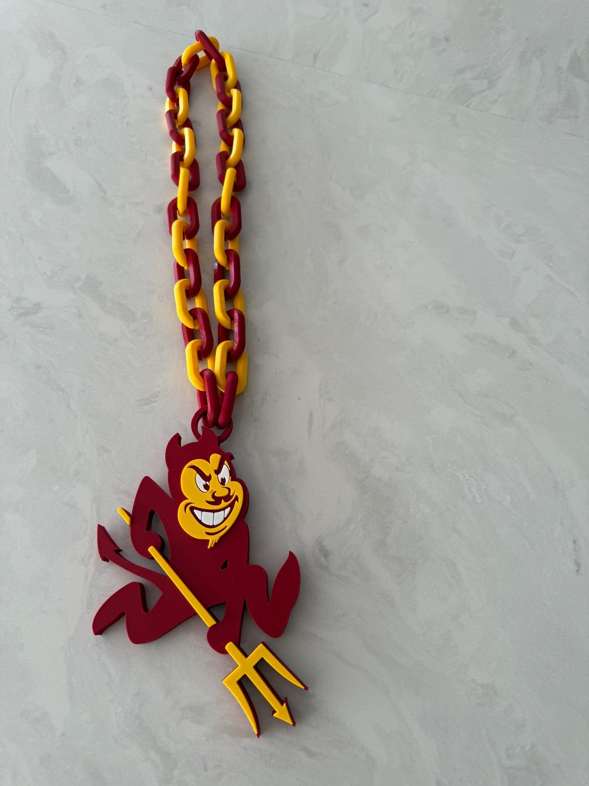 Arizona State Sun Devils Fan Oversized Necklace Pendant & Chain "Fear The Fork"