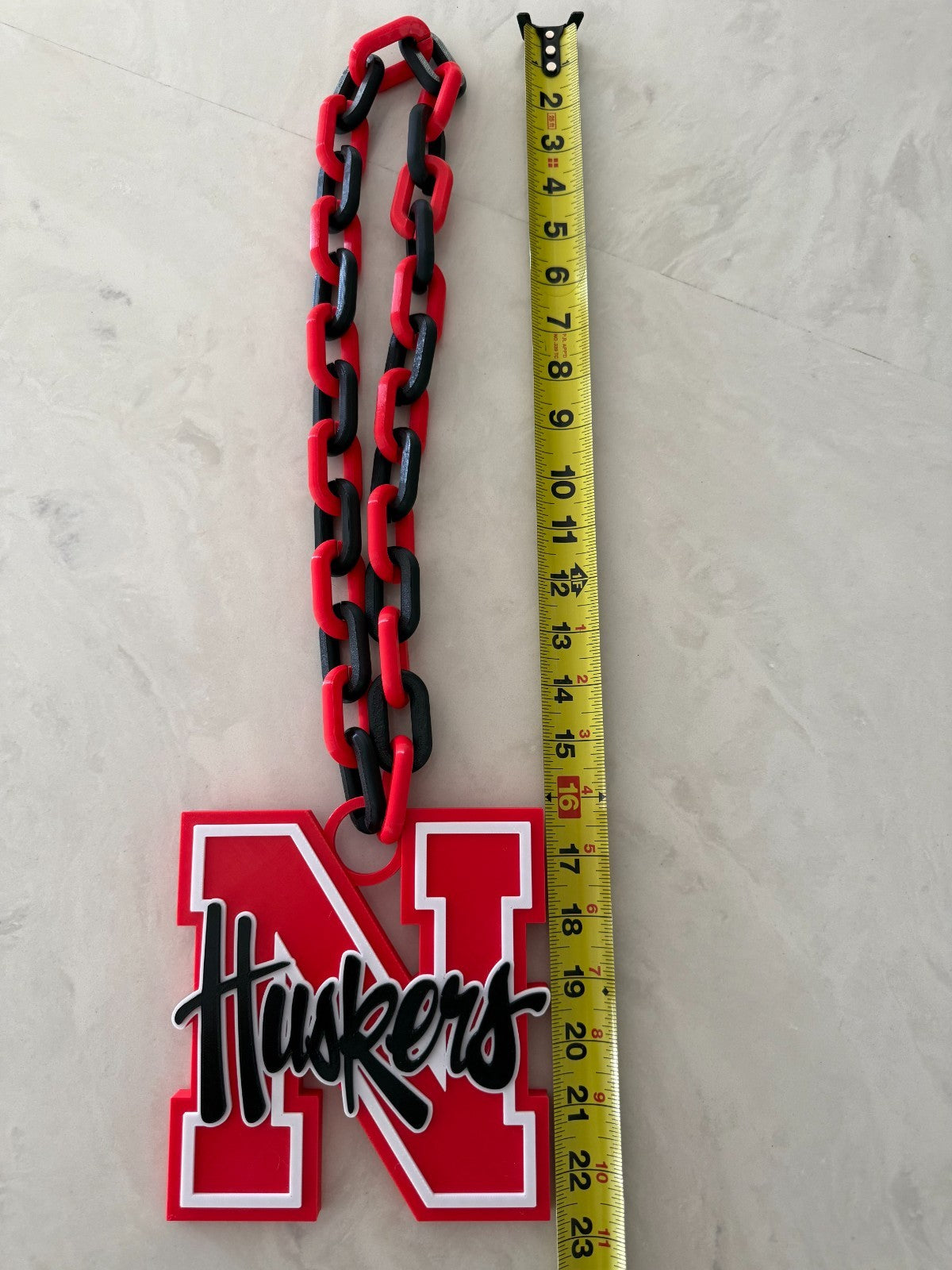 Cornhuskers Logo Oversized Necklace, Pendant Chain "Go Be Great"