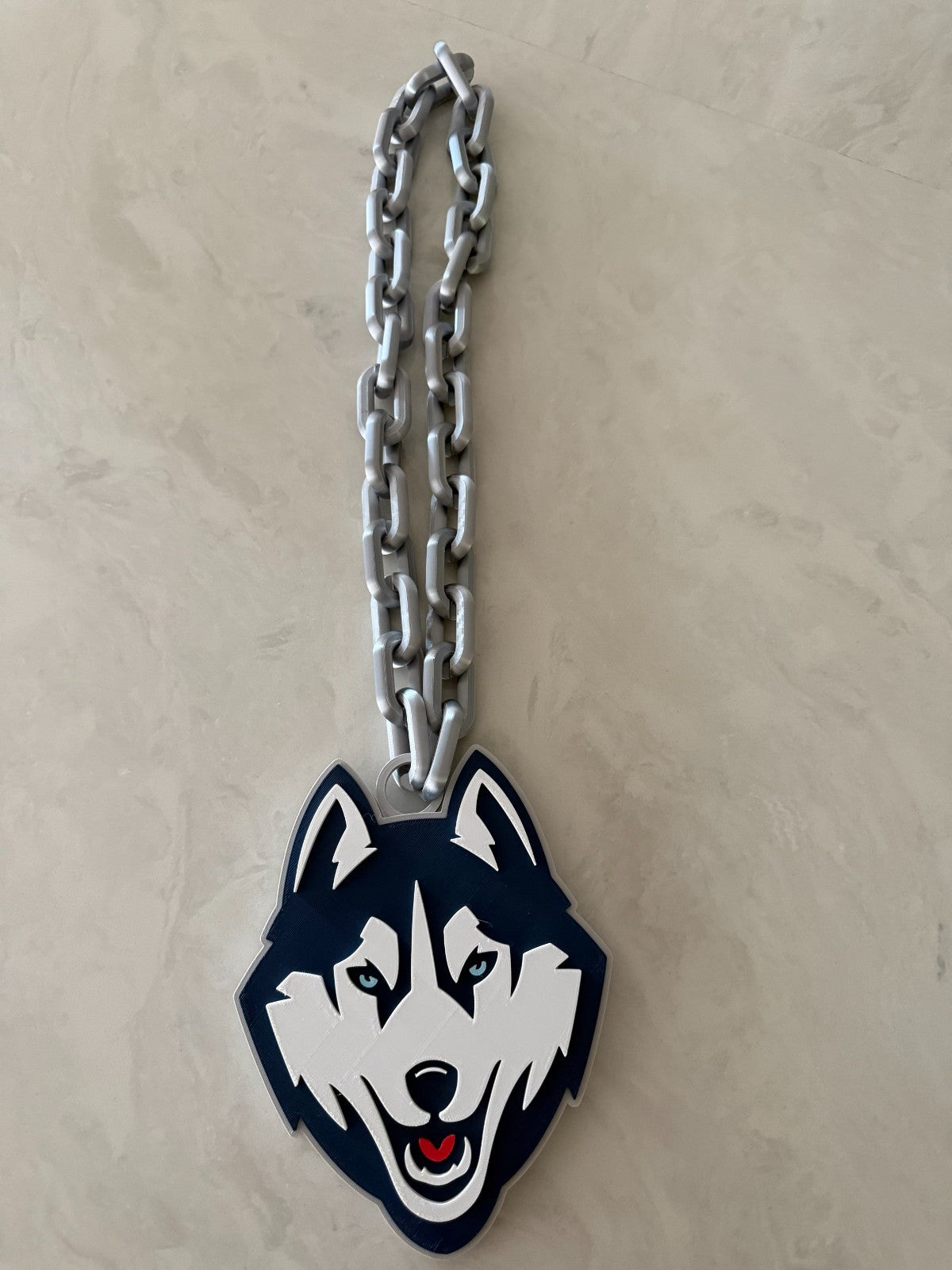 UConn Huskies Logo Oversized Necklace Pendant Turnover Chain Handmade 3D Printed