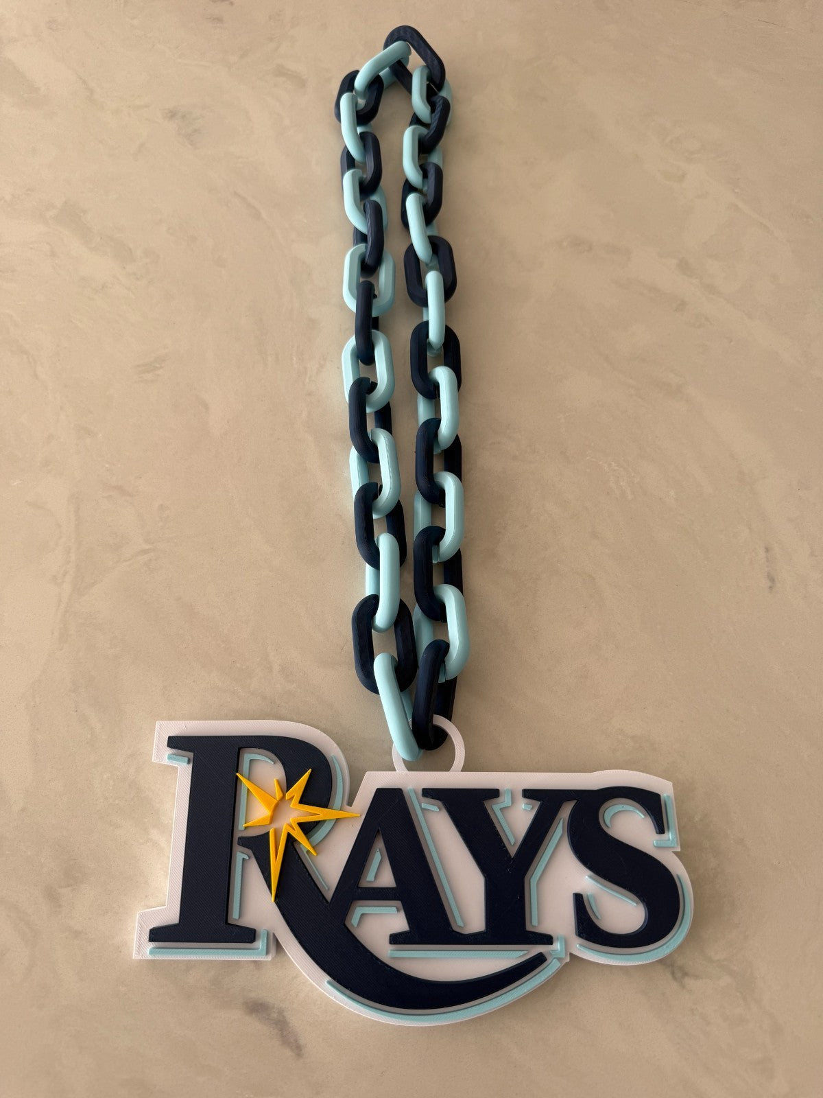 Tampa Bay Rays Oversized Necklace, Pendant Turnover Chain HandMade 3D Printed