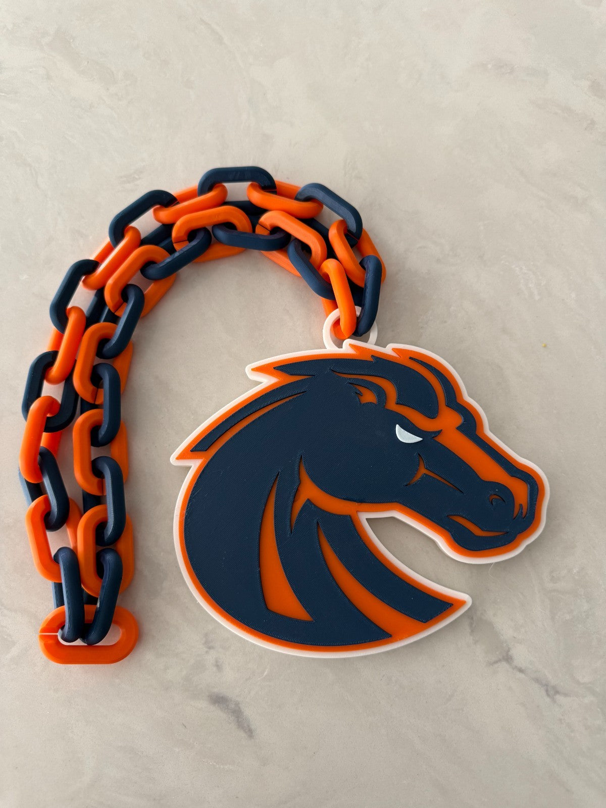 Boise State Broncos Logo Oversized Necklace Pendant Chain Handmade 3D Printed