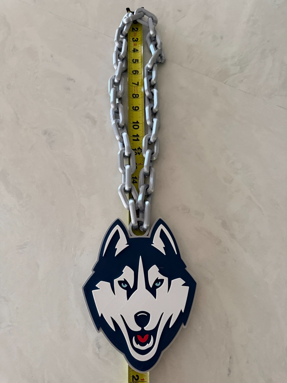 UConn Huskies Logo Oversized Necklace Pendant Turnover Chain Handmade 3D Printed