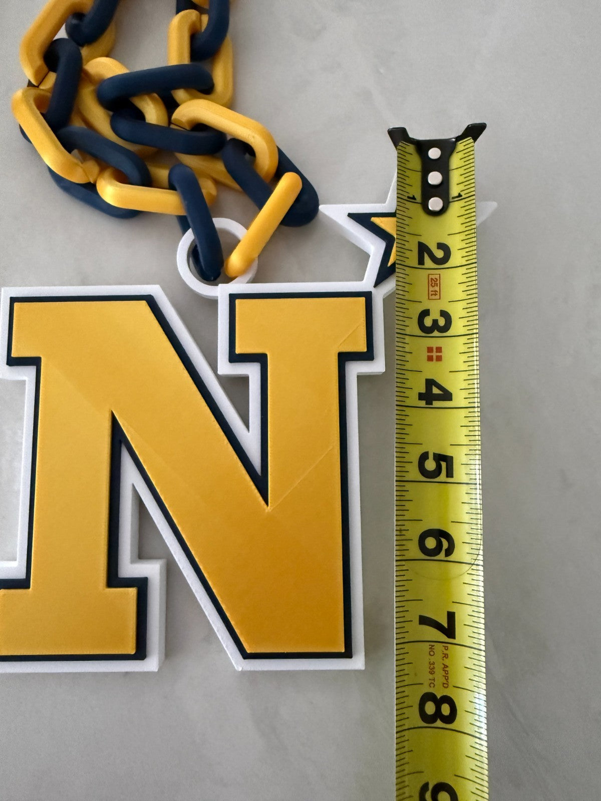 Navy Midshipmen Logo Necklace Oversized Turnover Chain HandMade 3D Printed