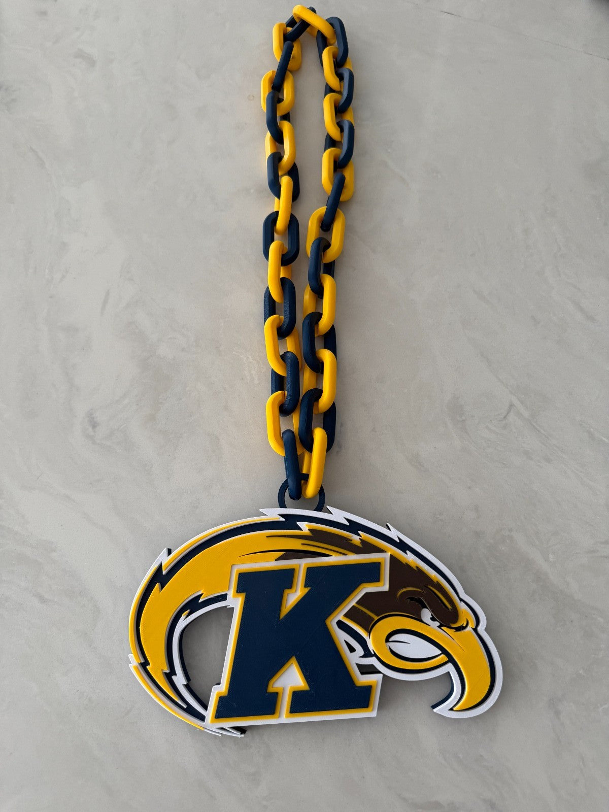 Kent State Golden Flashes Hype Logo Oversized Necklace Chain HandMade 3D Printed