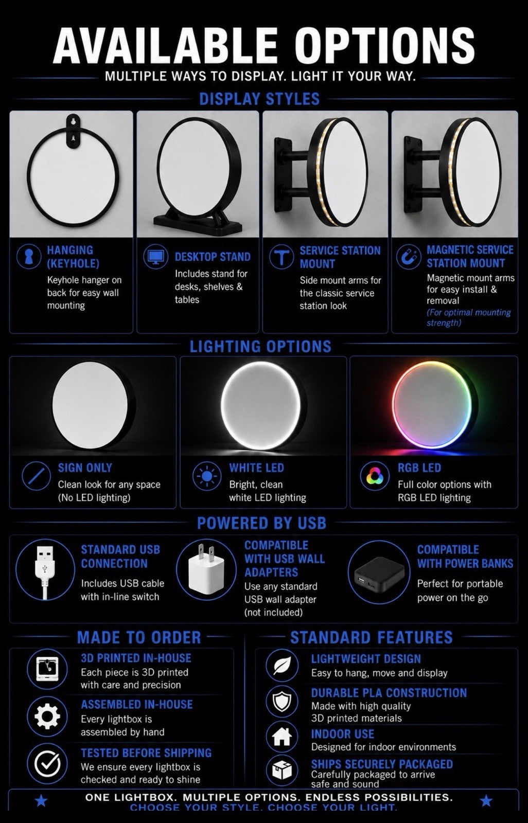 Delta Air Lines Round LED Light Box | Double Sided RGB Option