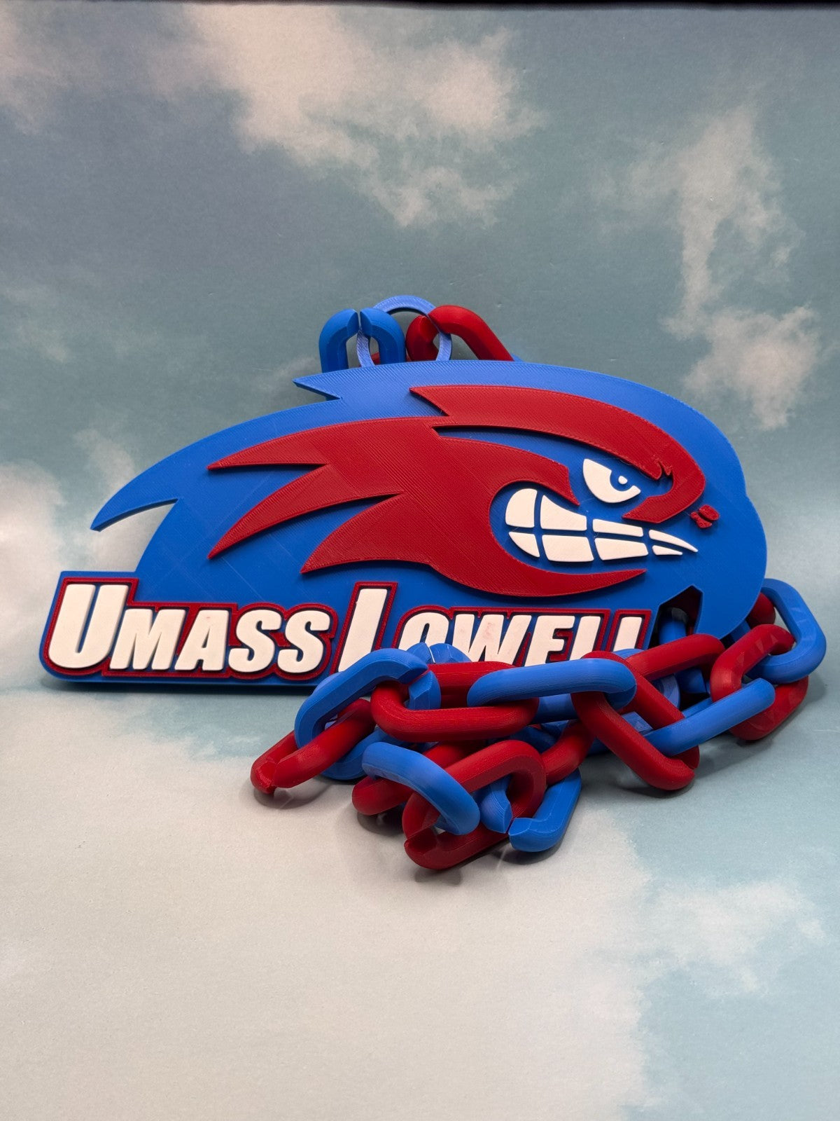 UMass Lowell River Hawks Oversized Necklace, Hype Chain Handmade 3D Printed