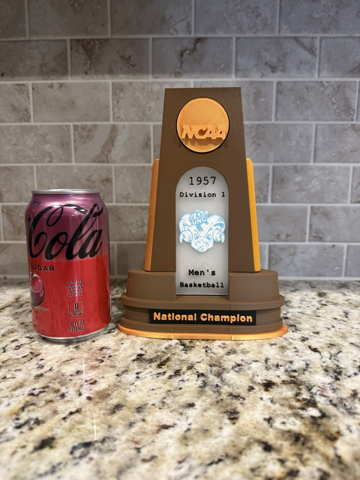 North Carolina Tar heels 1957 national champion trophy 3d printed  basketball