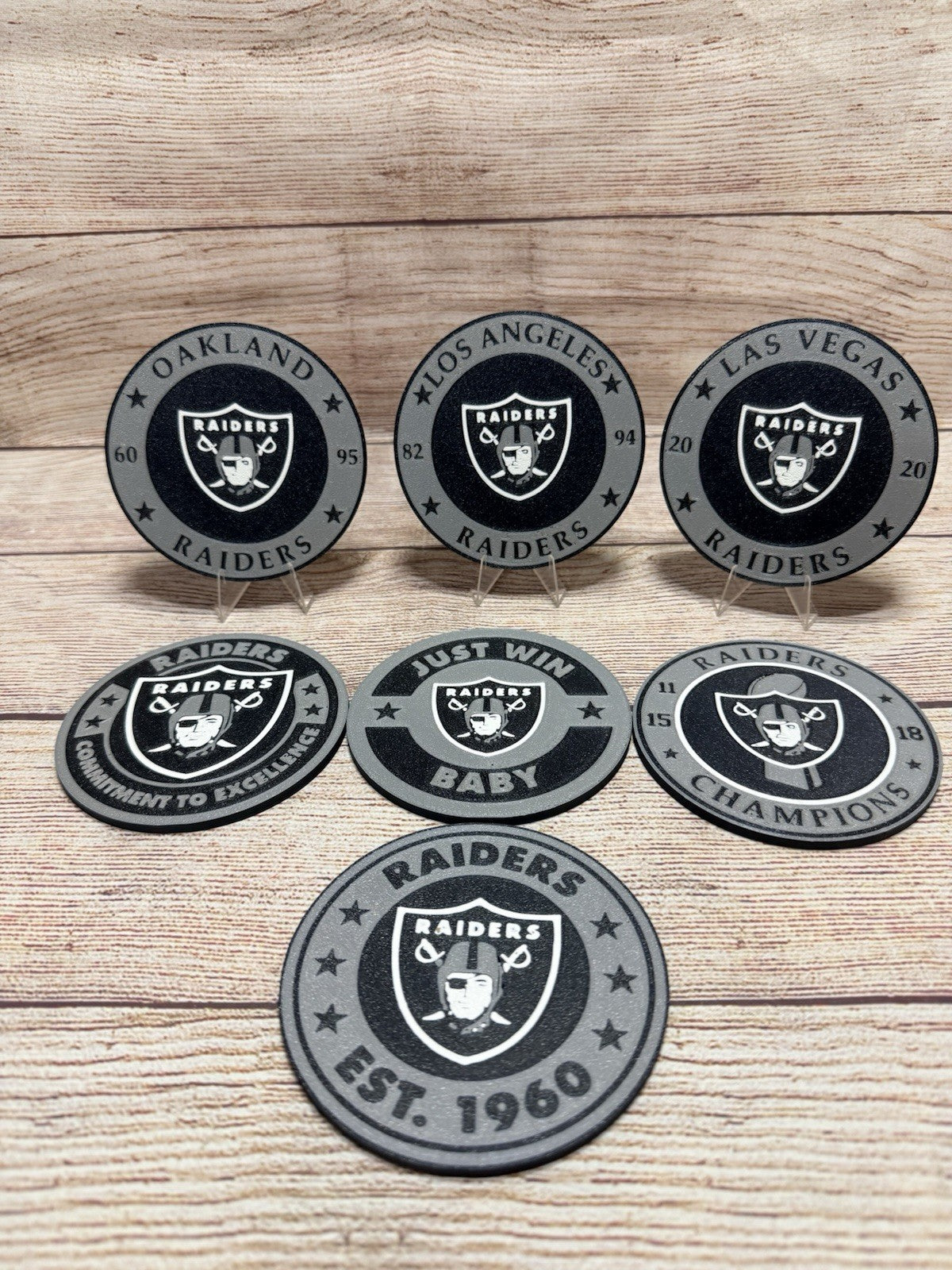 Las Vegas Raiders (Oakland And LA) Custom Drink Coasters Set Of 4 With Holder