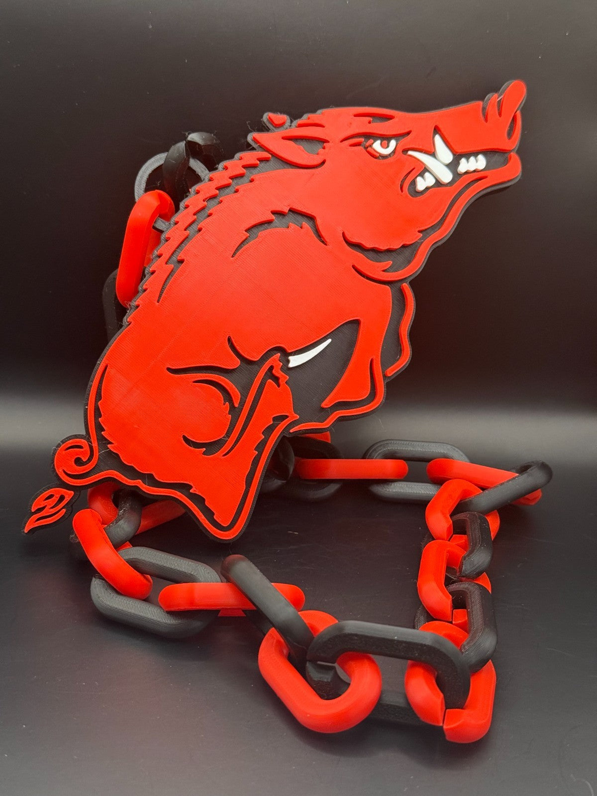Arkansas Razorbacks Logo Oversized Necklace, Pendant Chain “Wooo Pig Sooie”