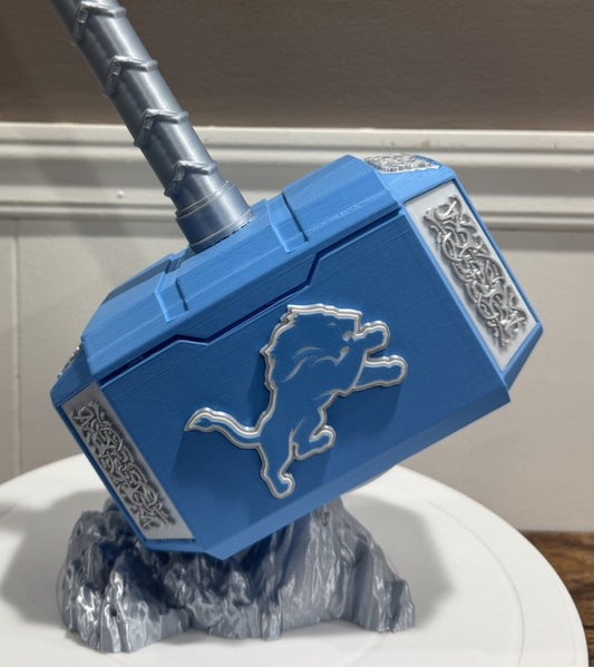 13” Detroit Lions Thor Hammer Decoration NFL football Gifts Man Cave Desk Office