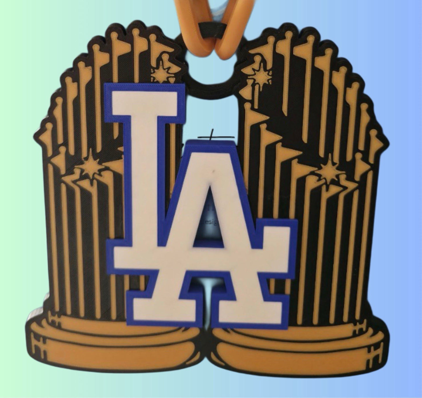 LA DODGERS DOUBLE WORLD SERIES TROPHIES LARGE HYPE MEDALLION 42” Link  Chain