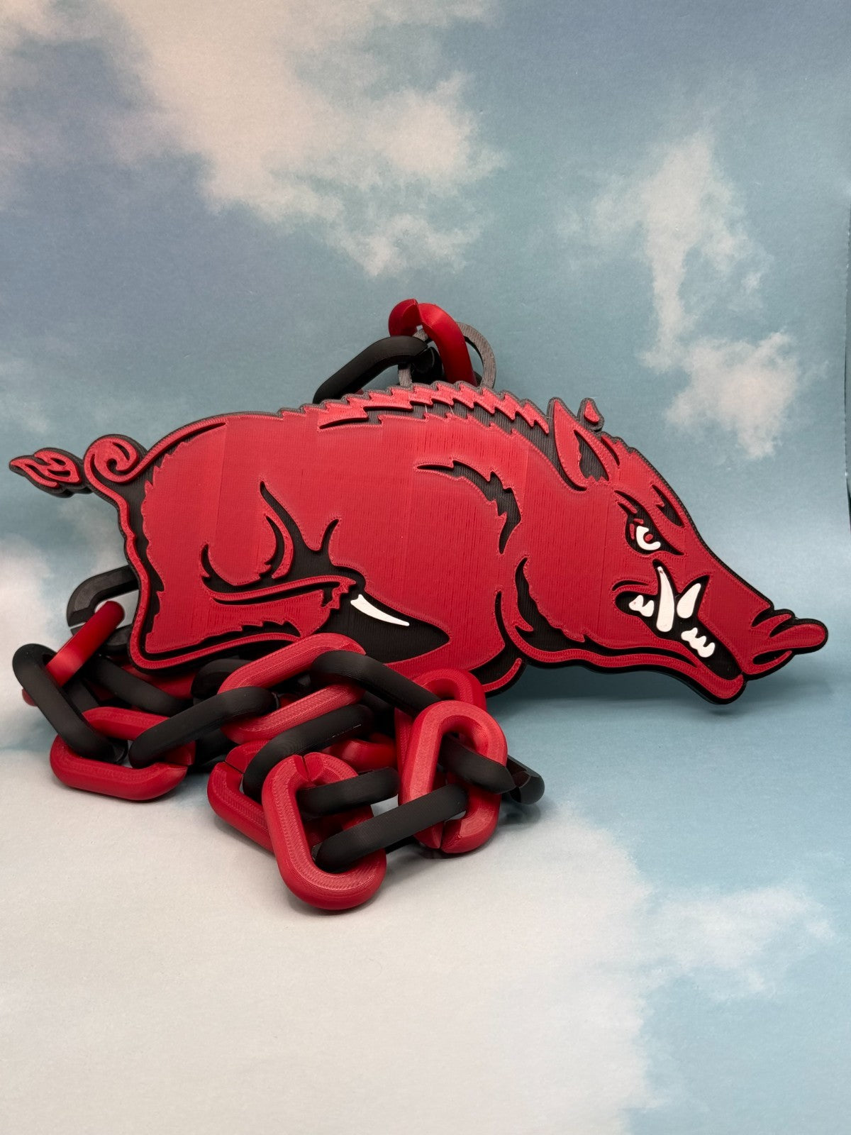 Arkansas Razorbacks Logo Oversized Necklace, Pendant Chain “Wooo Pig Sooie”