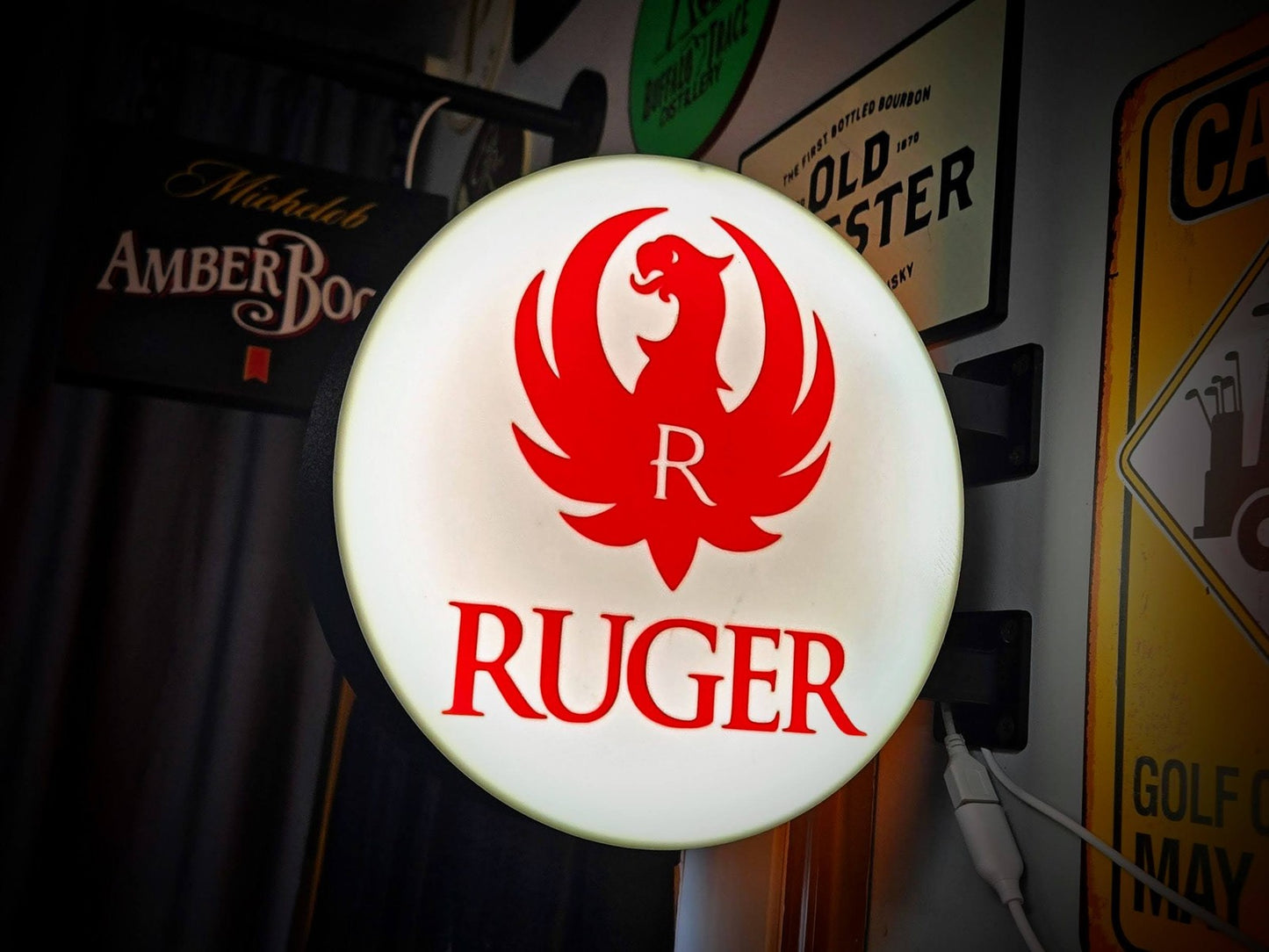 RUGER 12 Inch Light Box LED Sign 3D Printed Wall Decor Man Cave Garage