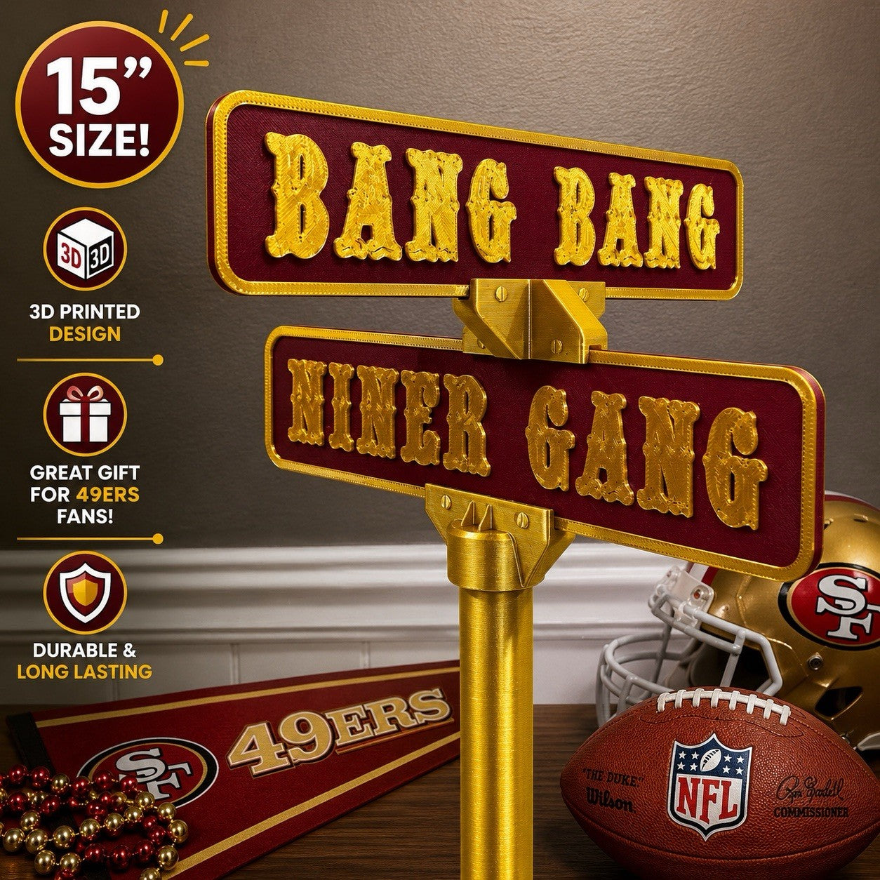 San Francisco 49ers Street Sign Office Man Cave Memorabilia Shelf Decor Fan Gift