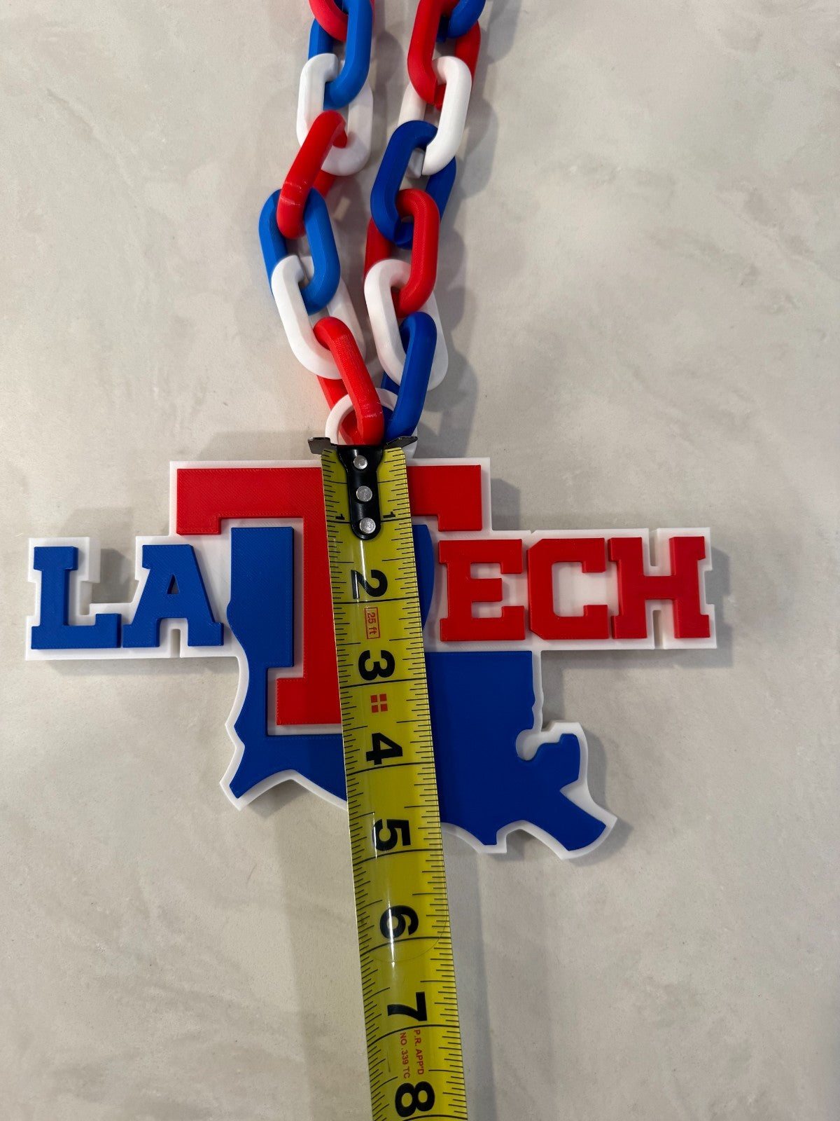 Louisiana Tech Bulldogs Fan Chain Necklace 3D Printed NCAA Big Logo Hype Chain