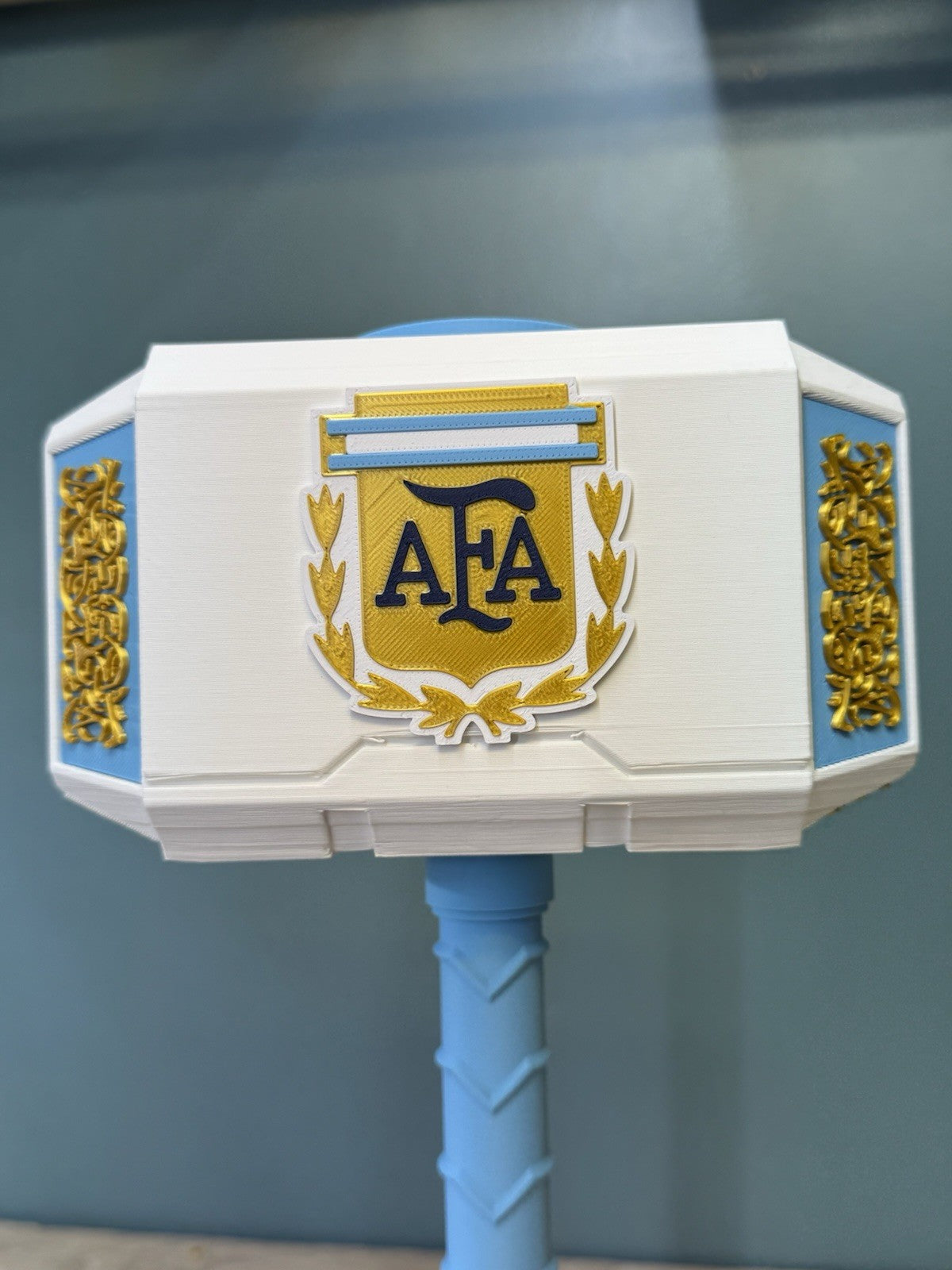 Argentina AFA Soccer Hammer Display | World Cup Fan Gift | Messi Fan Cave Decor