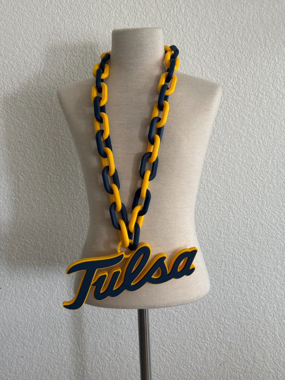 Tulsa Golden Hurricane Oversized Necklace Turnover Chain HandMade 3D Printed