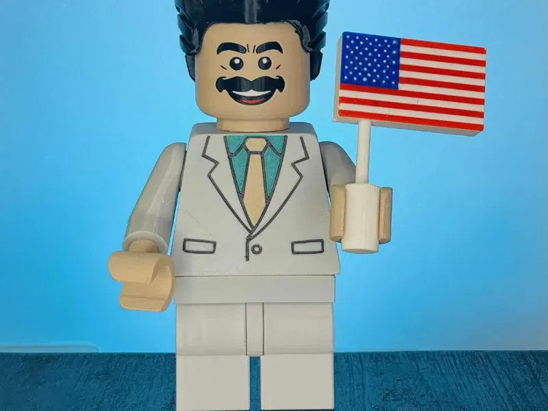 Borat Brick Figure 8 inches tall 3D Printed Lego Inspired