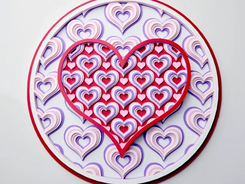 Valentines Hearts Wall Art Or Display 3D printed Dimensional Mosaic