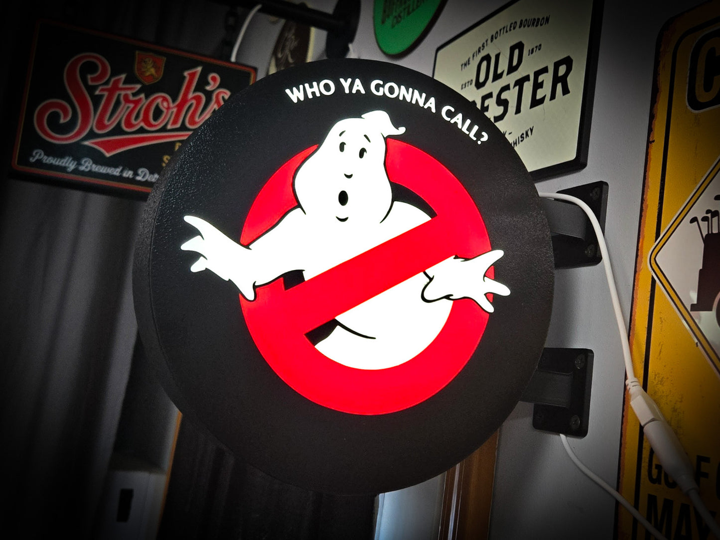 GHOSTBUSTERS 12 Inch Light Box LED Sign 3D Printed Wall Decor Man Cave Garage