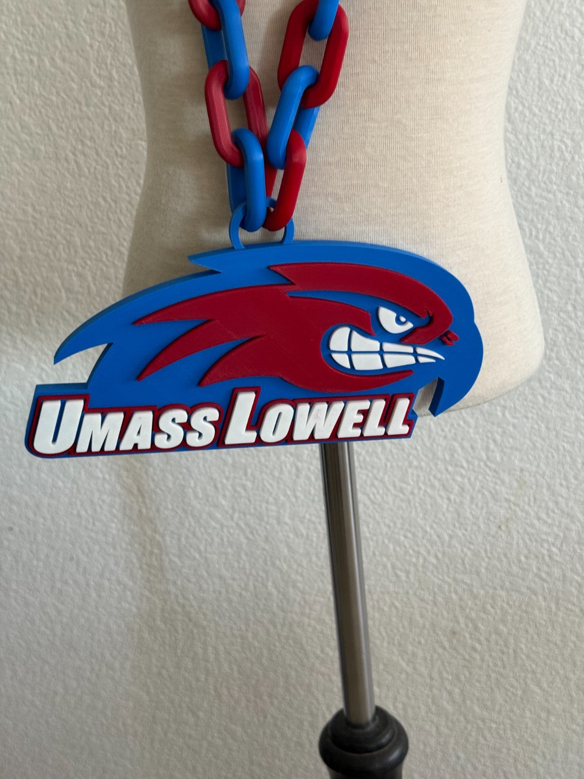 UMass Lowell River Hawks Oversized Necklace, Hype Chain Handmade 3D Printed