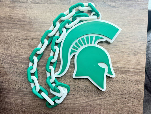 Michigan State Spartans Oversized Necklace, Pendant Chain Sports Chain