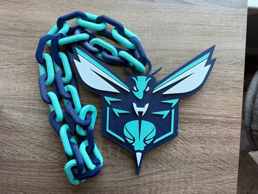 Charlotte Hornets Oversized Necklace, Pendant Chain [Made To Order]
