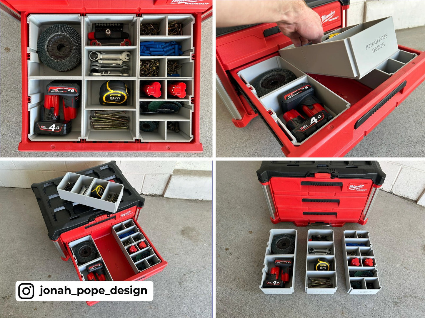 Milwaukee Packout Slimline Tub Storage Insert  | Jonah Pope Design (Insert-only)