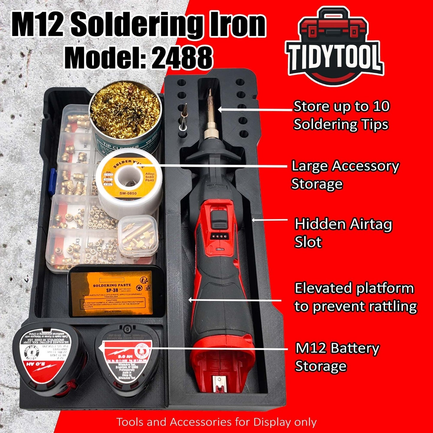 Soldering Iron Organizer For Milwaukee M12 Packout Compact Organizer Insert Tray