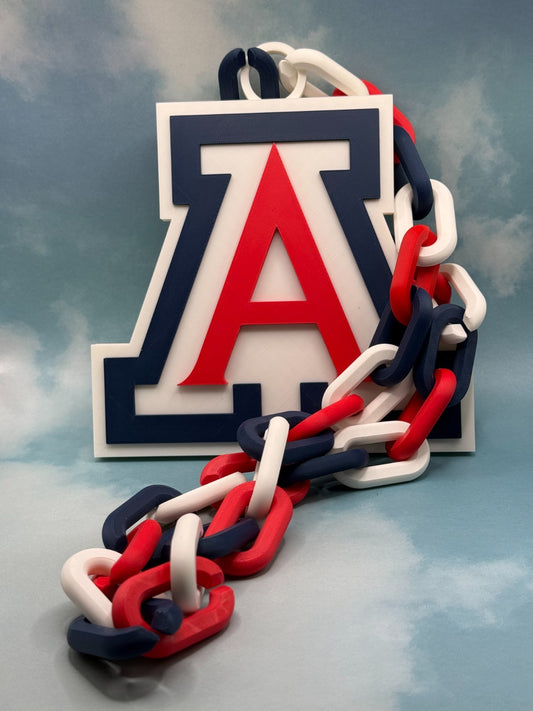 Arizona Wildcats Oversized Logo Necklace Turnover Chain HandMade 3D Printed