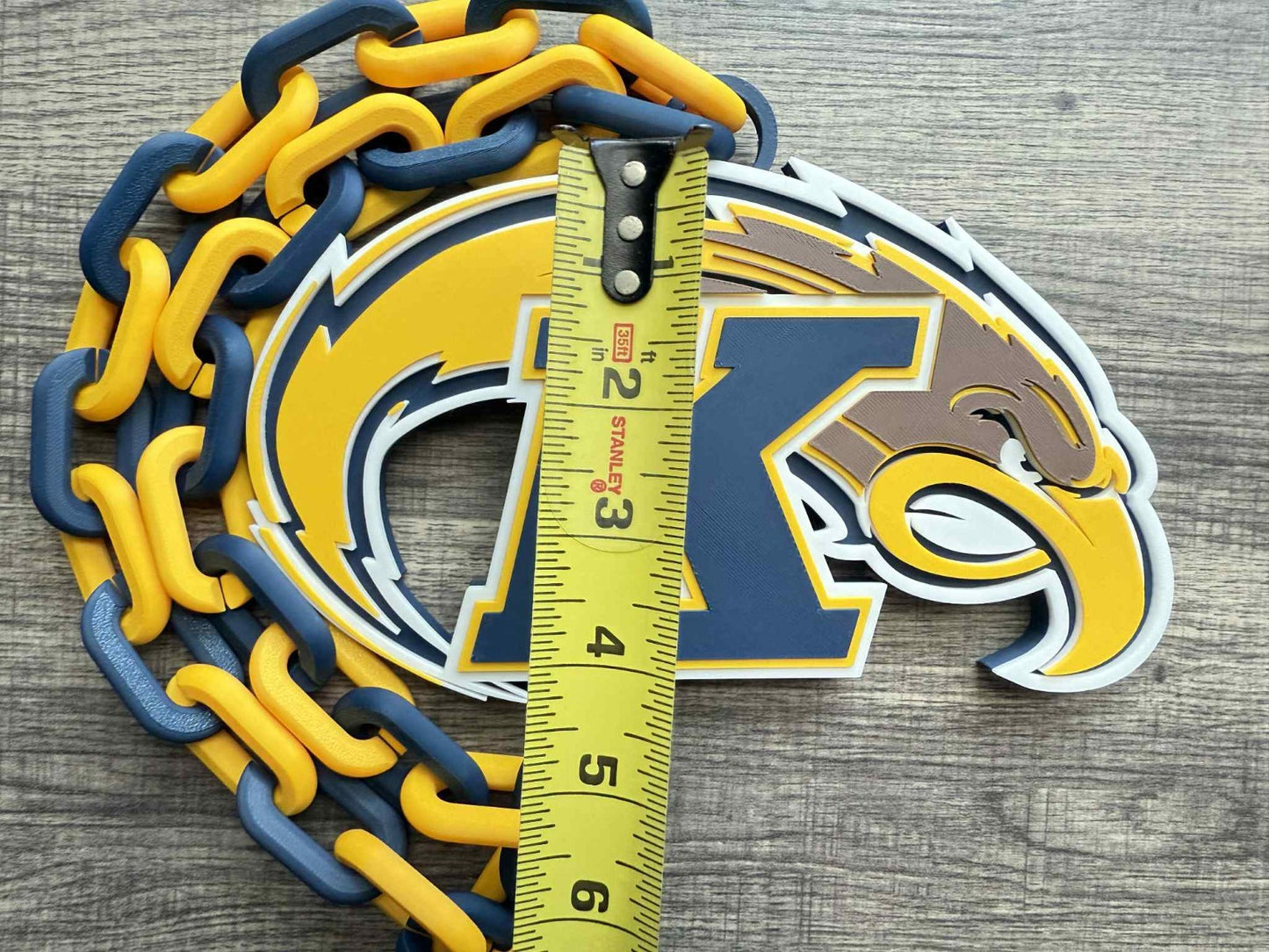 Kent State Golden Flashes Logo Oversized Necklace, Pendant Chain