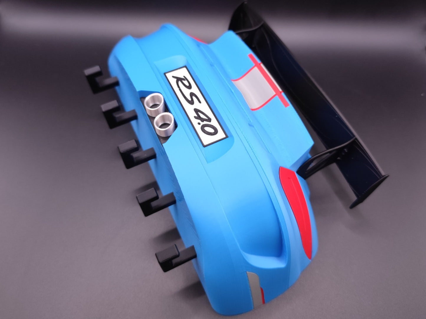 Sports Car Key Holder with Spoiler – Blue Racing Inspired Wall Mount Key Rack –