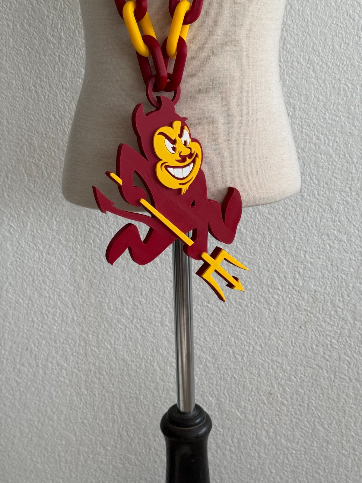 Arizona State Sun Devils Fan Oversized Necklace Pendant & Chain "Fear The Fork"